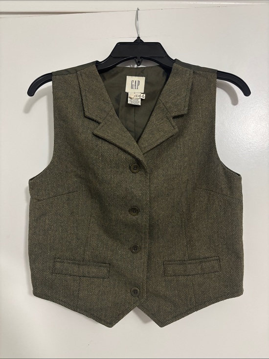 GAP Jackets & Blazers - Vintage GAP Olive Herringbone Tailored Vest
